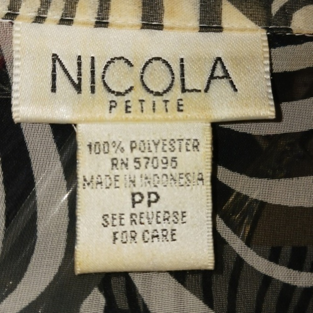 Vintage NICOLA PETITE Sheer Swirl Print Long Sleeve Blouse & Tank Top Shirt PP - Picture 7 of 11